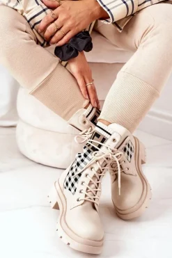 Workery Z Elastycznej Tkaniny Beżowe Love Story