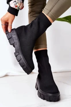 Workery Z Elastycznej Tkaniny Na Platformie Czarne Inspiration