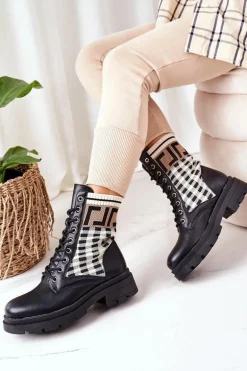 Workery Z Elastycznej Tkaniny Czarne Love Story