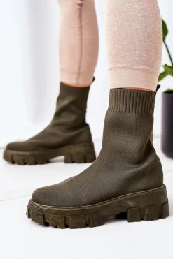 Workery Z Elastycznej Tkaniny Na Platformie Zielone Inspiration