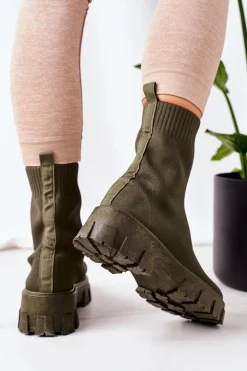 Workery Z Elastycznej Tkaniny Na Platformie Zielone Inspiration