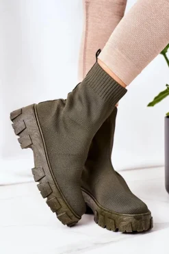 Workery Z Elastycznej Tkaniny Na Platformie Zielone Inspiration