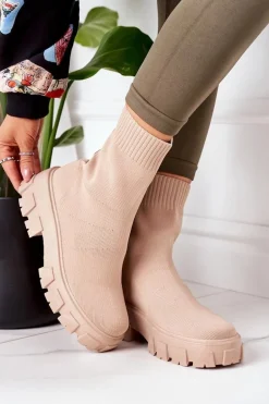 Workery Z Elastycznej Tkaniny Na Platformie Beżowe Inspiration