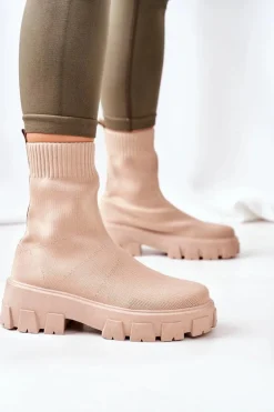 Workery Z Elastycznej Tkaniny Na Platformie Beżowe Inspiration