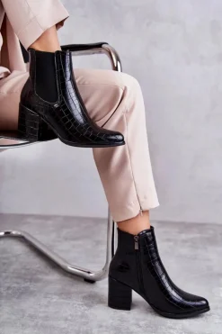 Wężowe Skórzane Botki La.Fi 260038B-XC Czarne