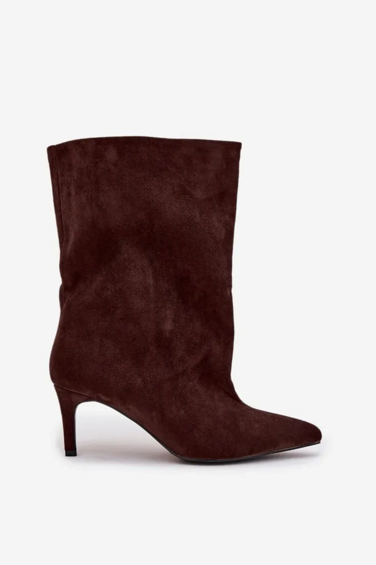 Wsuwane Botki Damskie Na Szpilce Czekoladowe Solvienne