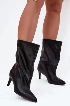 Wsuwane Botki Damskie Na Szpilce Czarne Solvienne