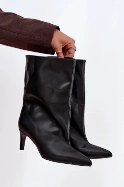 Wsuwane Botki Damskie Na Szpilce Czarne Solvienne