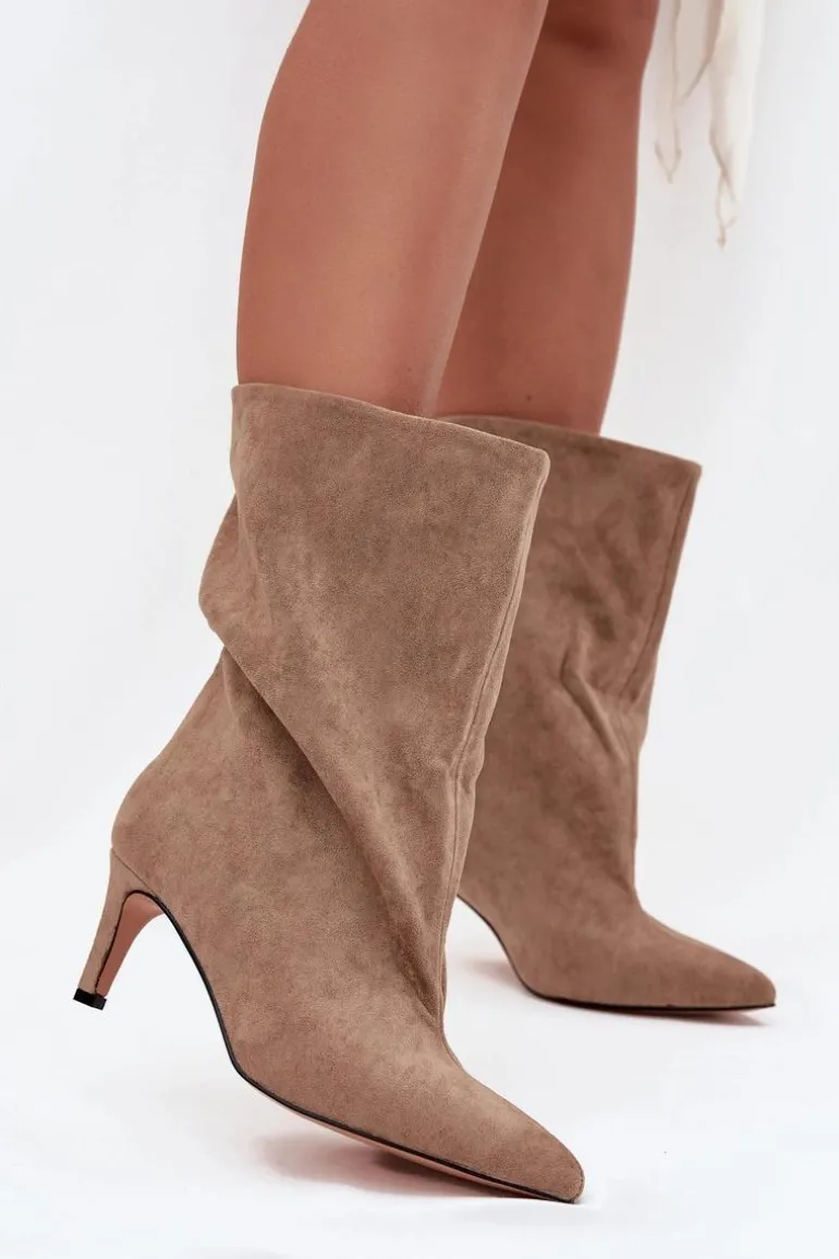 Wsuwane Botki Damskie Na Szpilce Beżowe Solvienne