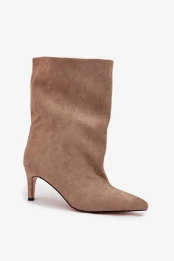Wsuwane Botki Damskie Na Szpilce Beżowe Solvienne