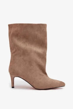 Wsuwane Botki Damskie Na Szpilce Beżowe Solvienne
