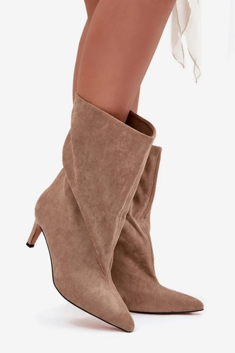 Wsuwane Botki Damskie Na Szpilce Beżowe Solvienne