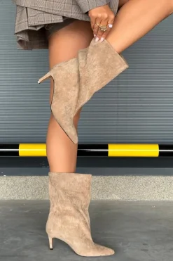 Wsuwane Botki Damskie Na Szpilce Beżowe Solvienne