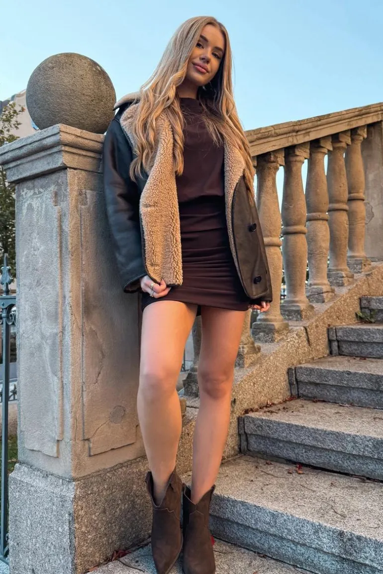 Wsuwane Botki Kowbojki Damskie Z Naturalnego Zamszu Czekoladowe Beretta