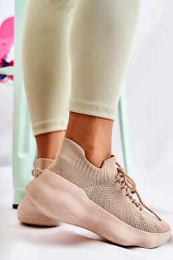 Wsuwane Buty Sportowe Damskie Beżowe Dalmiro