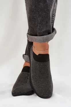 Wsuwane Buty Sportowe Damskie Ze Zdobieniem D&A TW121 Czarne