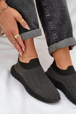 Wsuwane Buty Sportowe Damskie Ze Zdobieniem D&A TW121 Czarne