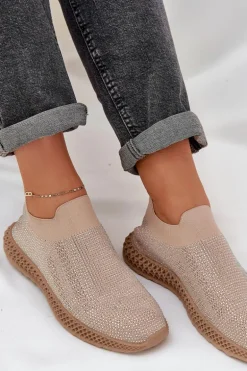 Wsuwane Buty Sportowe Damskie Ze Zdobieniem D&A TW121 Beżowe