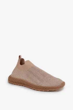 Wsuwane Buty Sportowe Damskie Ze Zdobieniem D&A TW121 Beżowe
