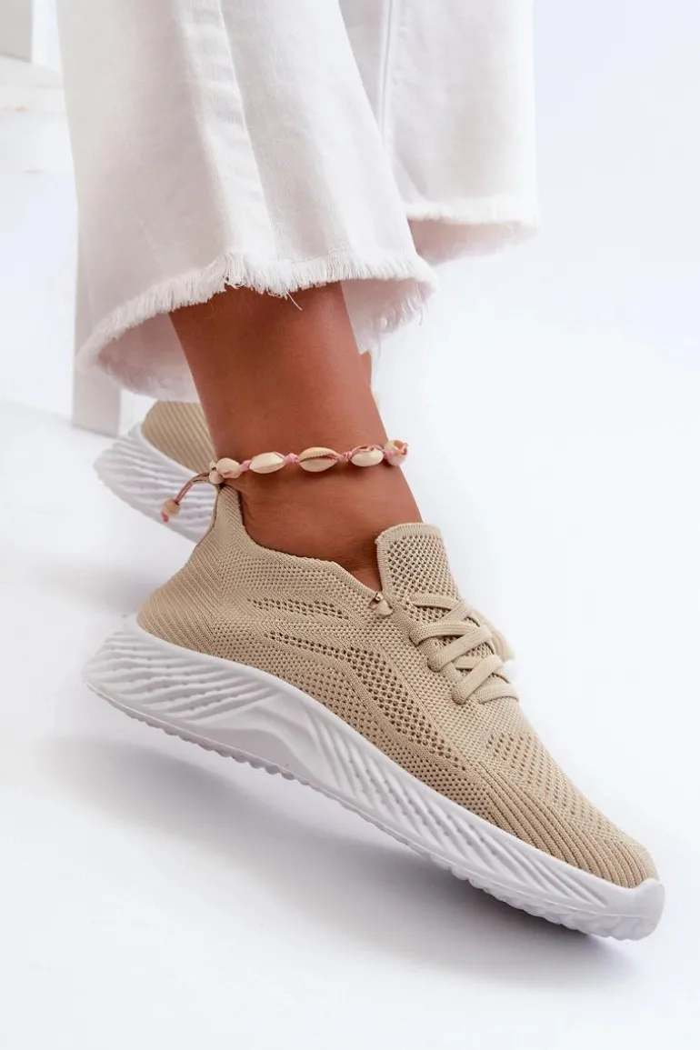Wsuwane Buty Sportowe Damskie Beżowe Jagelia