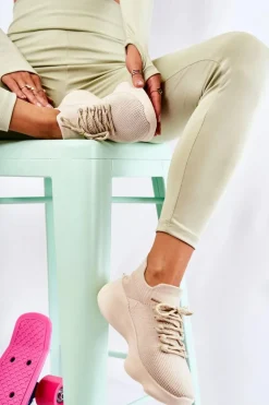 Wsuwane Buty Sportowe Damskie Jasnobeżowe Dalmiro