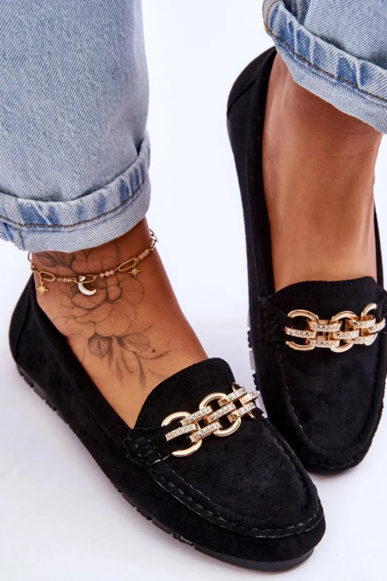 Wsuwane Damskie Zamszowe Mokasyny Czarne Sorento