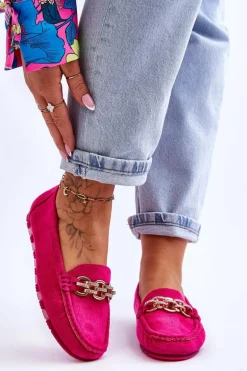 Wsuwane Damskie Zamszowe Mokasyny Fuksja Sorento