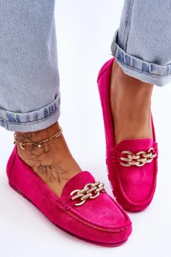 Wsuwane Damskie Zamszowe Mokasyny Fuksja Sorento