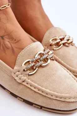 Wsuwane Damskie Zamszowe Mokasyny Beżowe Sorento