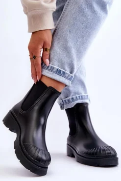 Wsuwane Gumowe Botki Kalosze Sztyblety Czarne Carme