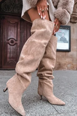 Wsuwane Kozaki Damskie Na Szpilce Beżowe Ysolienne