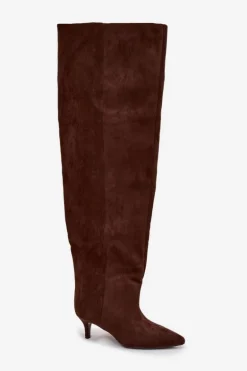 Wsuwane Kozaki Damskie Na Szpilce Czekoladowe Ysolienne