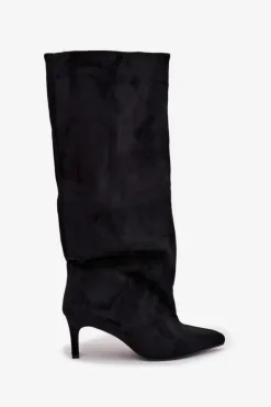 Wsuwane Kozaki Damskie Na Szpilce Czarne Taffine