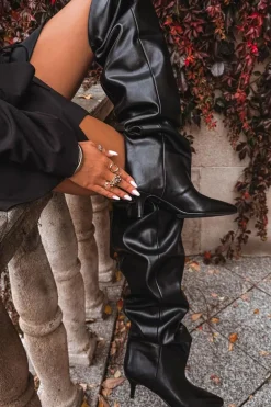 Wsuwane Kozaki Damskie Na Szpilce Czarne Ysolienne