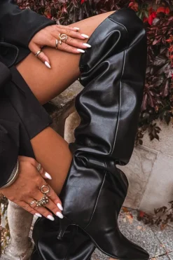 Wsuwane Kozaki Damskie Na Szpilce Czarne Ysolienne