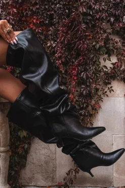 Wsuwane Kozaki Damskie Na Szpilce Czarne Ysolienne