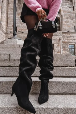 Wsuwane Kozaki Damskie Na Szpilce Czarne Ysolienne