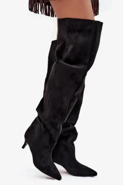 Wsuwane Kozaki Damskie Na Szpilce Czarne Ysolienne