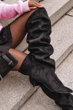 Wsuwane Kozaki Damskie Na Szpilce Czarne Ysolienne