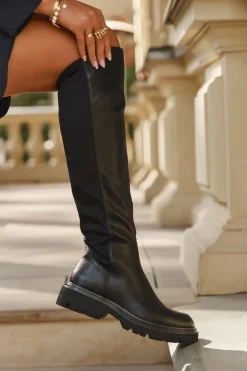 Wsuwane Kozaki Damskie Z Eko Skóry Czarne Sylvina