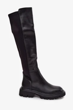 Wsuwane Kozaki Damskie Z Eko Skóry Czarne Sylvina