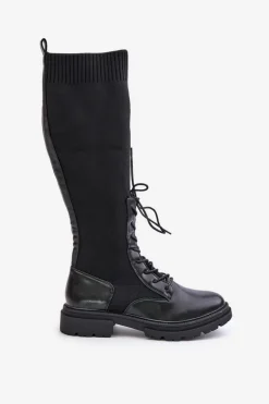 Wsuwane Kozaki Ze Skarpetkową Cholewką Czarne Iranel