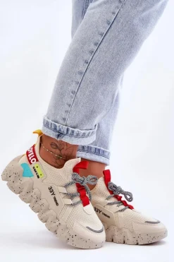 Wsuwane Modne Sneakersy Beżowe Evolution