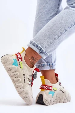 Wsuwane Modne Sneakersy Beżowe Evolution