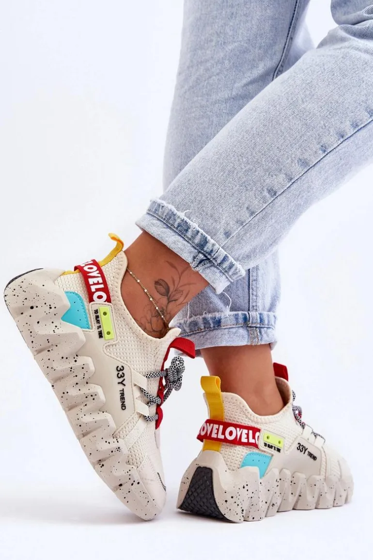 Wsuwane Modne Sneakersy Beżowe Evolution