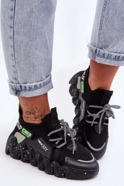 Wsuwane Modne Sneakersy Czarne Evolution