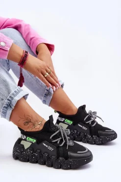 Wsuwane Modne Sneakersy Czarne Evolution