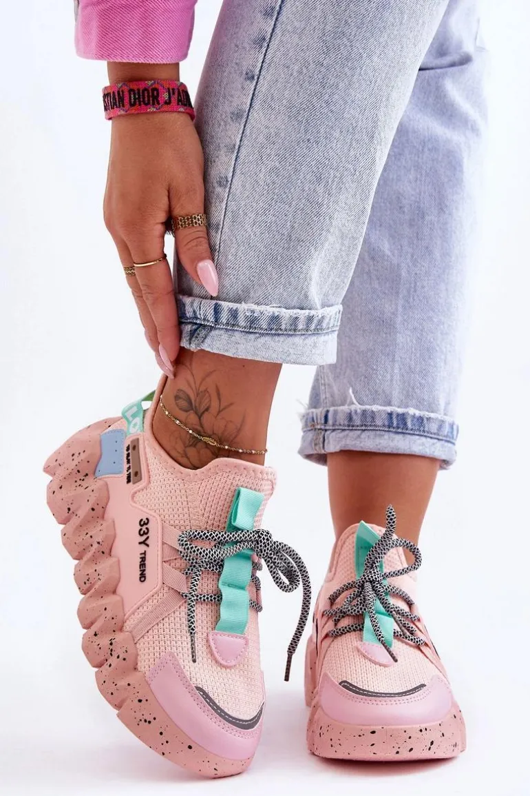 Wsuwane Modne Sneakersy Jasnoróżowe Evolution