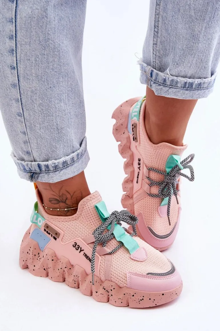 Wsuwane Modne Sneakersy Jasnoróżowe Evolution