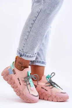 Wsuwane Modne Sneakersy Jasnoróżowe Evolution
